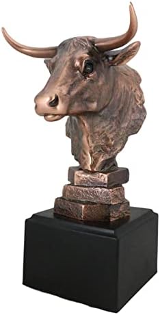 Ebros Gift Wildlife Bull Head Statue Bronze Electroplated