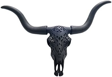 Faux Taxidermy Longhorn Skull Wall Decor Black DTL1717 Large