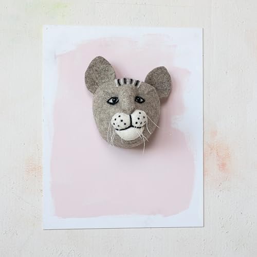 Creative Co Op Handmade Wool Felt Cat Wall Sculpture