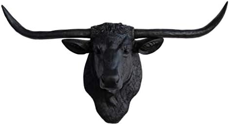 Faux Taxidermy Texas Longhorn Wall Art Black TLH1717