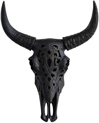 Faux Taxidermy Bison Skull Decor Black
