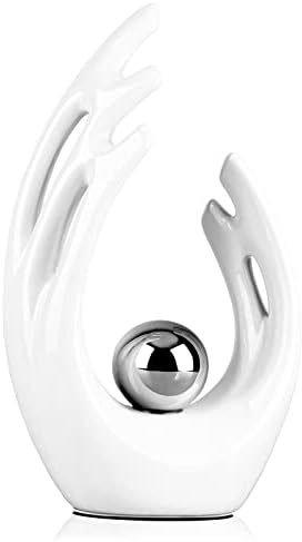12 Inch White Silver Abstract Art Sculpture Room Decor Statue