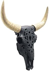 Faux Taxidermy Bison Skull Wall Sculpture BlackGold