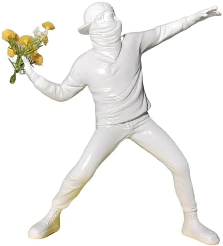 Banksy Flower Thrower Resin Statue Modern Home Decor 86White