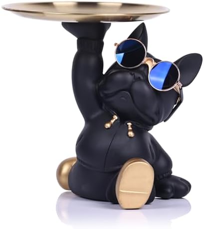 French Bulldog Butler Statue with Key Tray