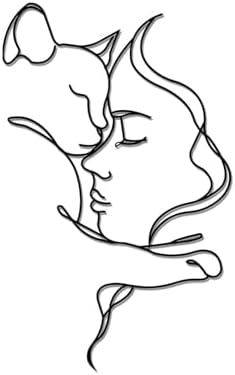 Minimalist Cat and Girl Wall Art Decor