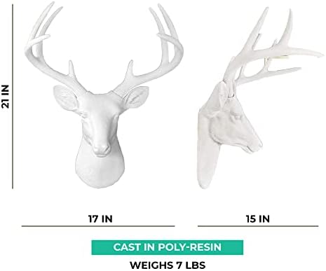 Wall Charmers Large White Faux Deer Head Wall Decor