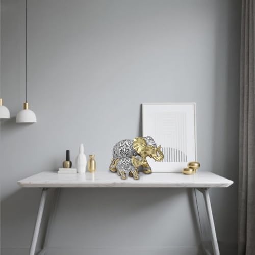 Gold Elephant Statue Family Harmony Home Decor