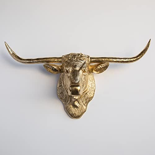 Near and Deer Faux Texas Longhorn Wall Mount Gold TLH0808