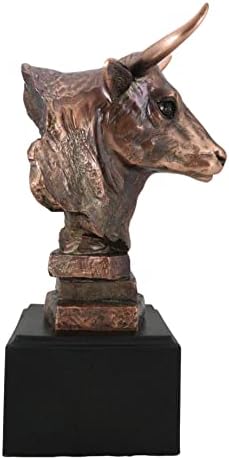 Ebros Gift Wildlife Bull Head Statue Bronze Electroplated