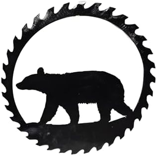 Black Metal Saw Blade Bear Wall Sculpture Rustic Decor
