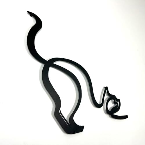 Minimalist Cat Figure Metal Wall Art 18x14 Inch