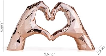 Rose Gold Heart Hands Sculpture Modern Art Decor
