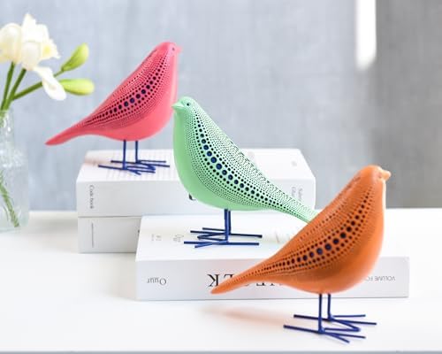 Quoowiit Bird Figurine Modern Sculpture with Polka Dots Design Green