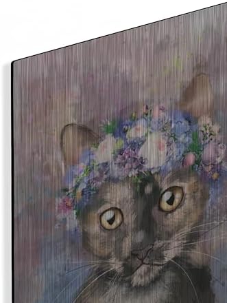 Flower Crown Calico Cat 2 Metal Wall Art 12x16