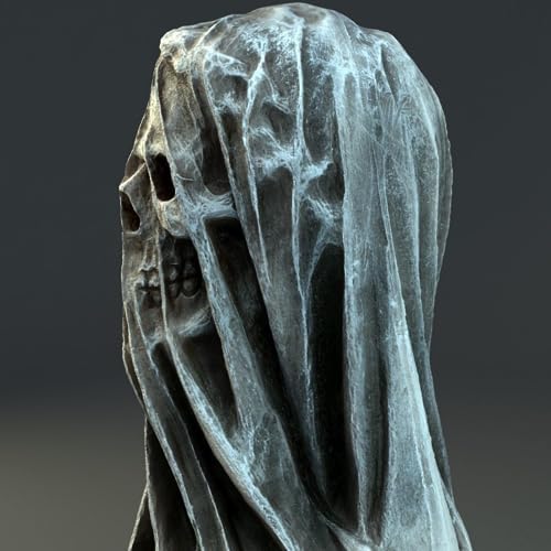 Gothic Skull Decor Resin Veiled Maiden Bust Statue