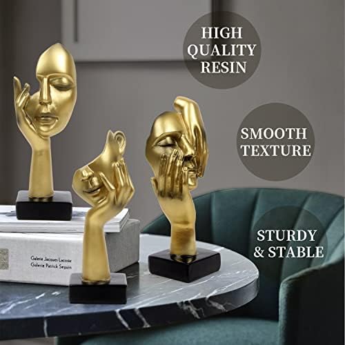 3 Pcs Thinker Statue Modern Home Resin Sculptures