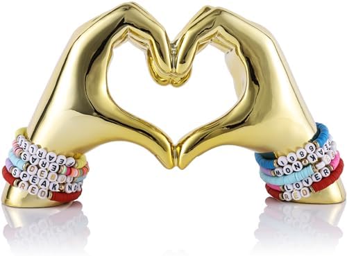 Gold Heart Hands Sculpture for Home Decor