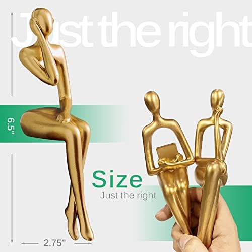 3PCS Gold Resin Thinker Statue Set
