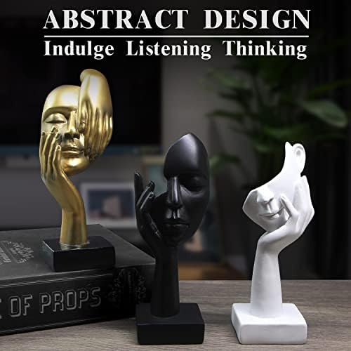 3 Pcs Thinker Statue Modern Home Resin Sculptures