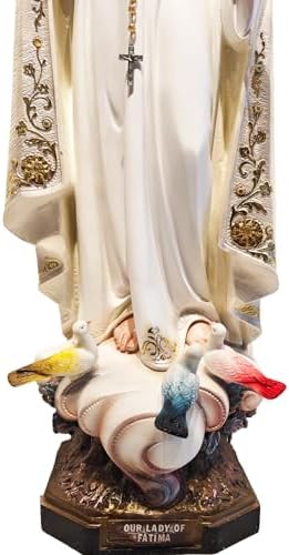 YouFine Our Lady of Fatima Hand-Painted Resin Statue 524 Inches Tall