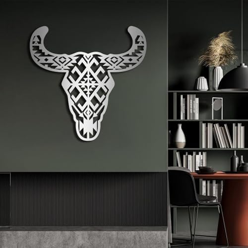 Tawinone Metal Cow Wall Decor 24x24in White Western Art Sculpture