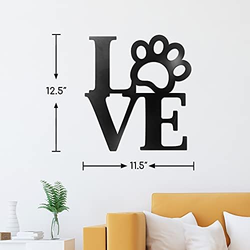 Vivegate Love with Paw Print Wall Decor Black Metal Art
