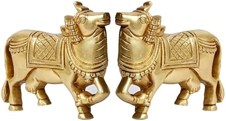 ARTVARKO Brass Kamdhenu Cow Pair Wall Hanging Statue