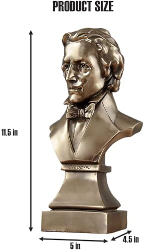 Chopin Bronze Resin Bust Statue - Desk and Piano Decor