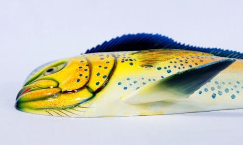 Handpainted Mahi Mahi Green Dolphin Wall Decor Plaque 12 Inch