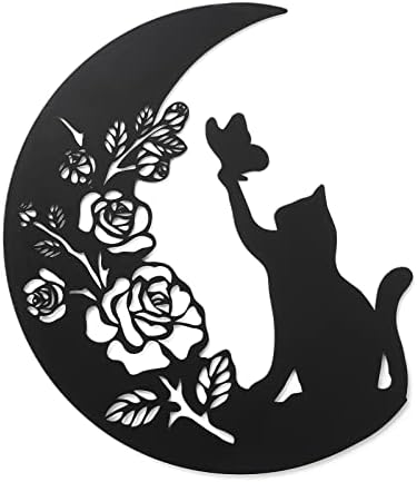 Scwhousi Black Cat on Moon Wall Sculpture