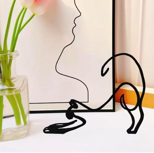 TTYGRHQ Modern Metal Wall Sculpture Lazy Cat