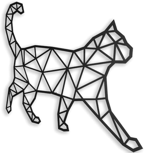 Metal Floating Wall Sculpture with Shadow Walking Cat