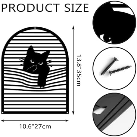 Pinetree Art Black Cat Wall Sculpture Bathroom Decor
