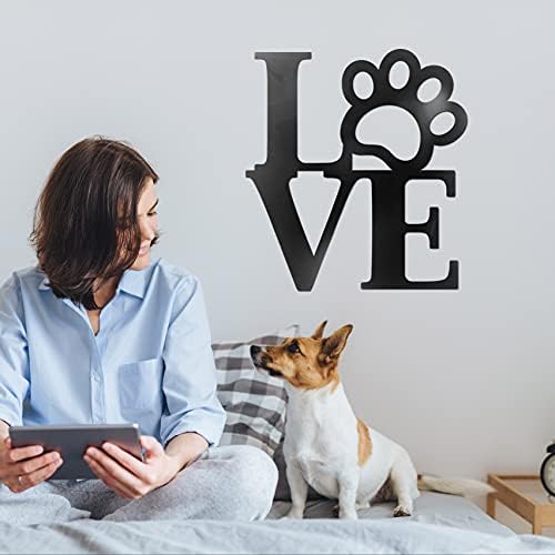 Vivegate Love with Paw Print Wall Decor Black Metal Art