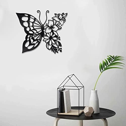 Boho Butterfly Wall Art Metal Decoration Black Medium