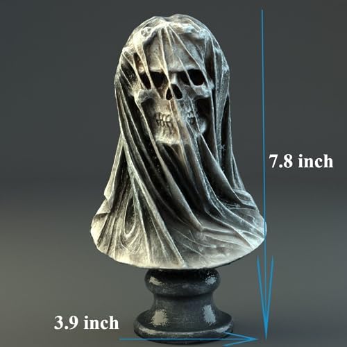 Gothic Skull Decor Resin Veiled Maiden Bust Statue
