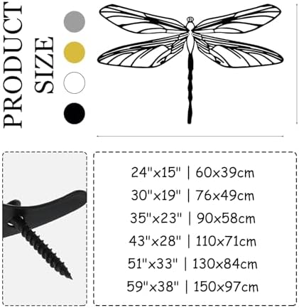 Cadeali Metal Dragonfly Wall Decor 30x19 Inch Gold