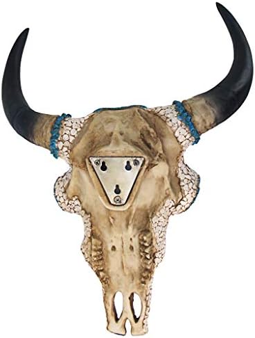 Mystic Plains Warrior Faux Gem Cow Skull Wall Sculpture
