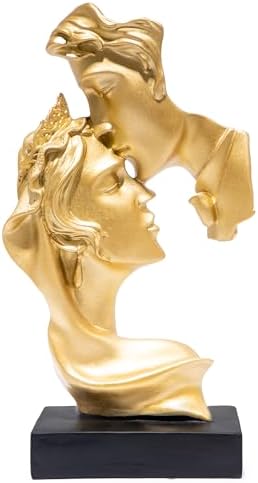 Hodao Golden Couple Kissing Sculpture - Modern Minimalist Art Statue