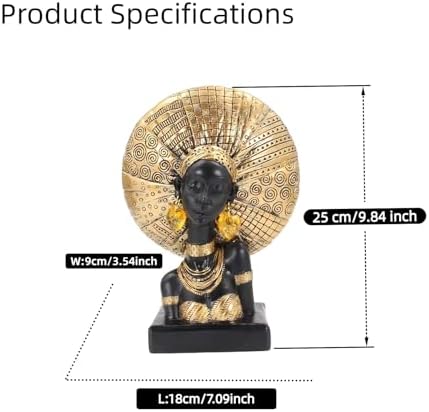 African Lady Bust Statue with Golden Headwrap