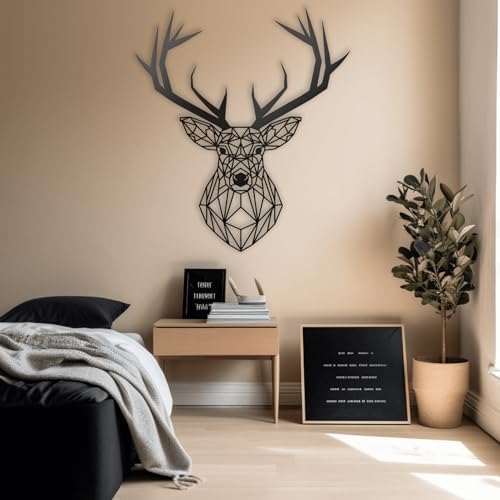 XXQ Geometric Deer Wall Art 24x24 Modern Decor Sculpture