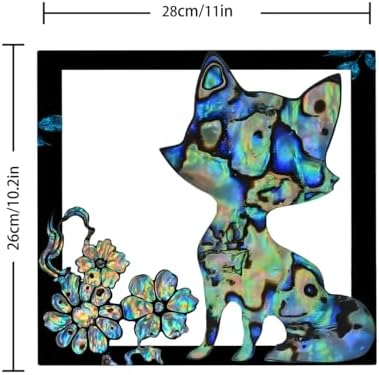 SMAN Holographic Cat Wall Art with Flowers Abstract Decor