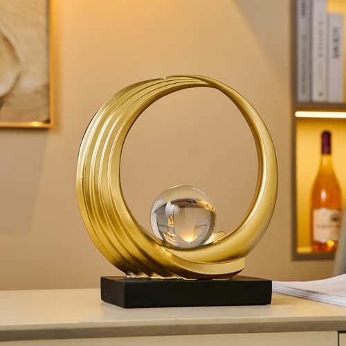 Golden Wave Origami Statue Modern Abstract Decor 1