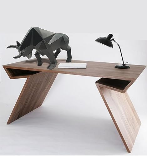 SMRTHMRT Black Bull Geometric Animal Statue