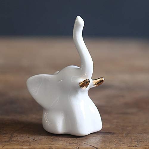 Home Decor Elephant Statues 1 Pair Gold and White
