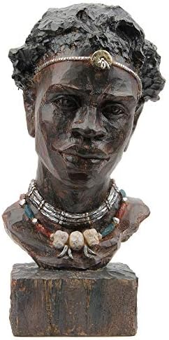 Leekung African Woodstone Head Statue Home Decor
