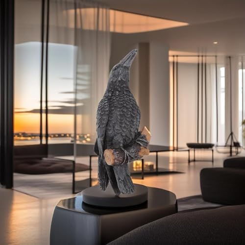 Cyrank Resin Raven Statue Black Wall Mountable Decor
