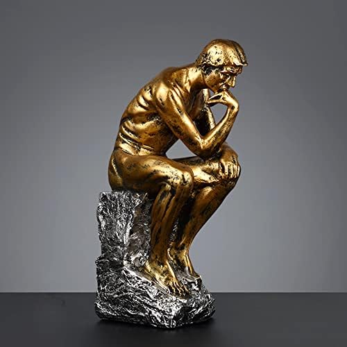 10 Inch Resin Thinker Statue Gold Collectible Figurine