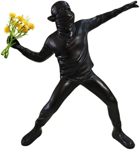 Banksy Flower Thrower Resin Statue - 86 Inch Black